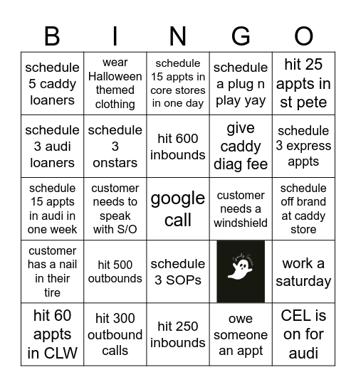 sPoOkY Bingo Card