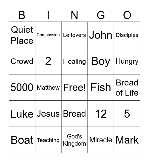 Jesus Feeds 5000 Bingo Card