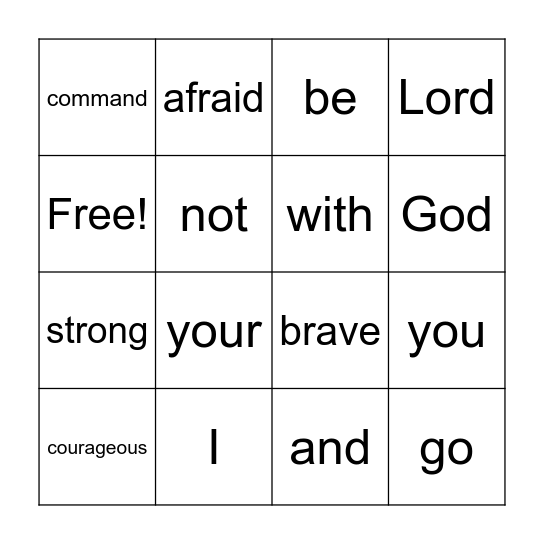 Joshua 1:9 Bingo Card