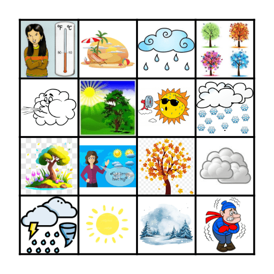 B. ¿Qué tiempo hace? El Clima y Las Estaciones Bingo Card
