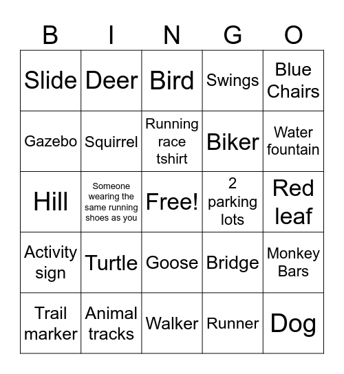 Lake Elkhorn Park Bingo Card
