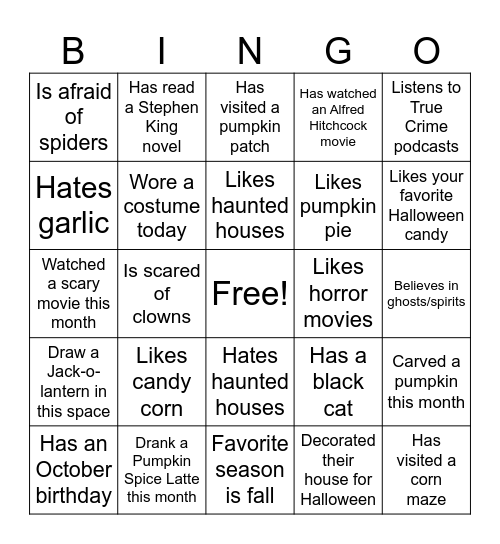 Spook-tacular Bingo Card