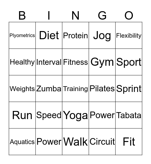 DCAC Fitness Bingo Card