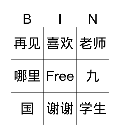 Chapter 1 Topics 1-6 Bingo Practice Bingo Card
