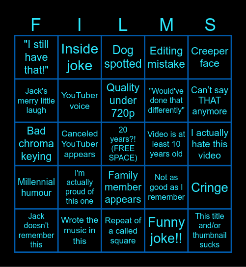 Jacksfilms 20th Anniversary Bingo! Bingo Card