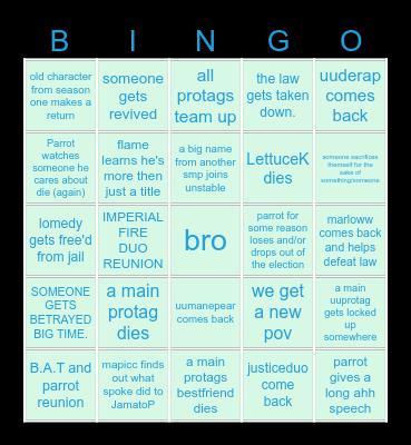 Unstable SMP 2026 BINGO Card