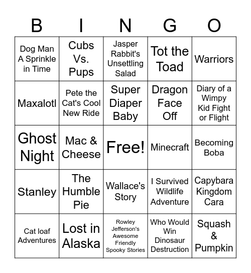 Book fair bingo! Bingo Card