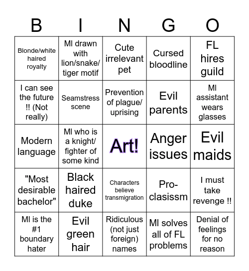 Reincarnation manhwa bingo Card