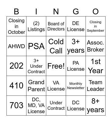 Sweet Freedom Bingo Card