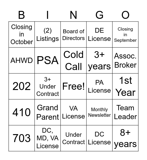 Sweet Freedom Bingo Card