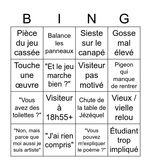 40 ans Bingo Card