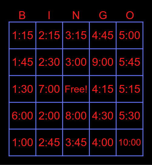 Spanish Bingo Card