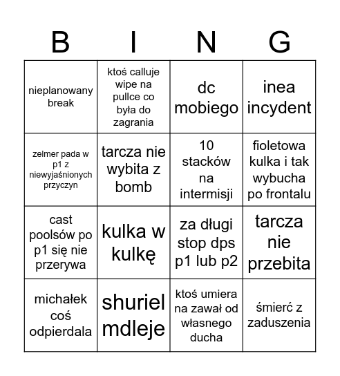 zuljan Bingo Card