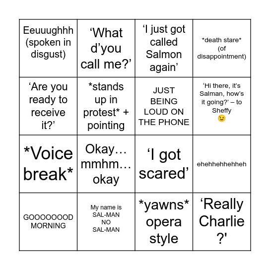 Sally bingo Card