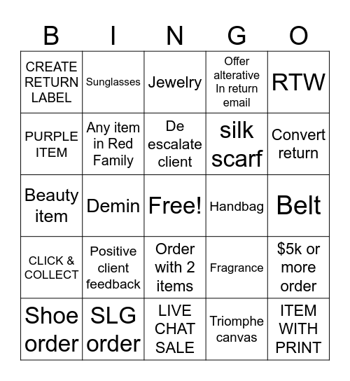 October CSC Bingo Card