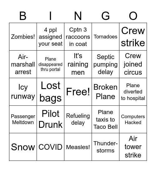 Flying II Bingo Card