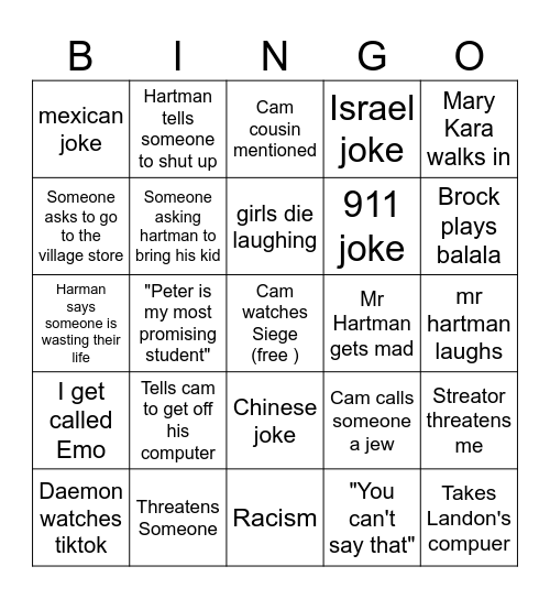 bio bingo Card
