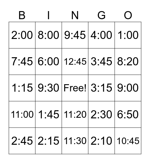 telling time in spanish Bingo Card