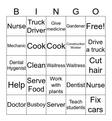 EMPLOYMENT  Bingo Card