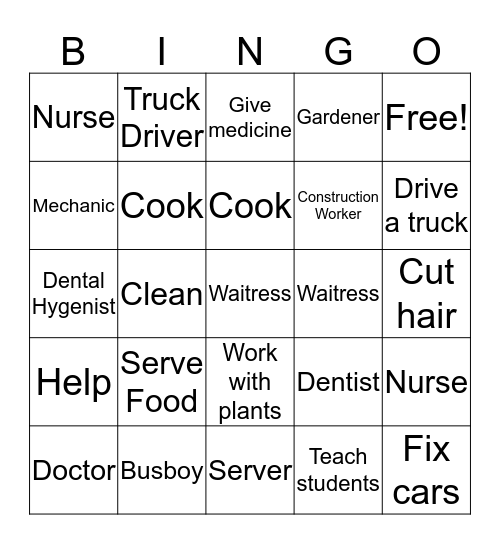 EMPLOYMENT  Bingo Card