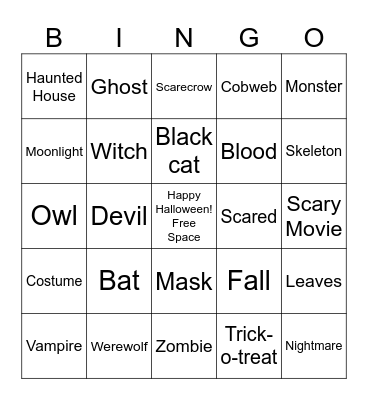 Halloween BINGO Card