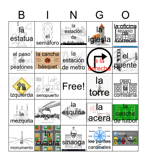 CCHS--SPANISH 2, UNIT 4 EN LA CIUDAD Bingo Card