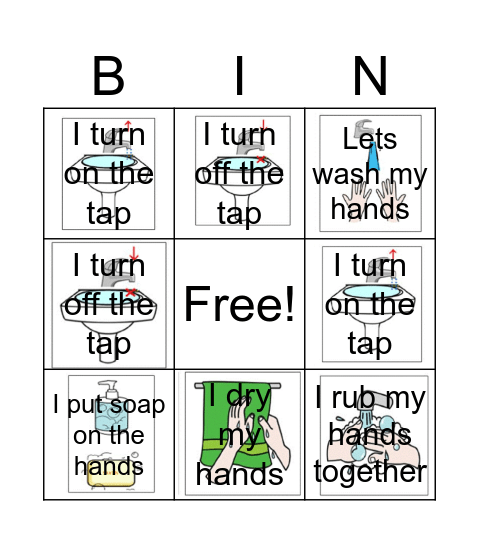 I wash my hands Bingo Card