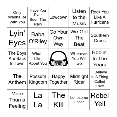 Rock Party Bingo Card