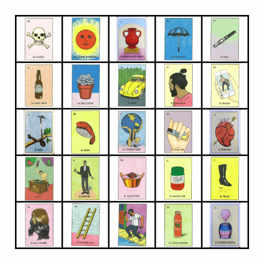 Millennial Lotería 5x5 2026 Bingo Card