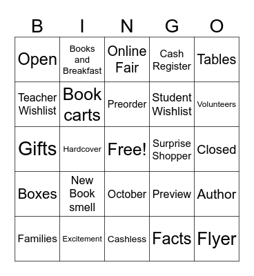 Staff Book fair bingo Card