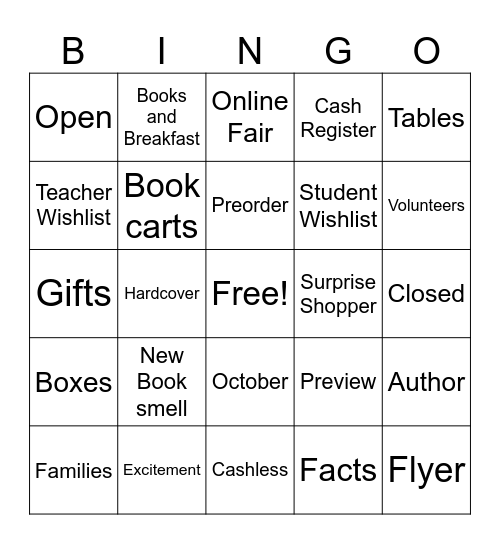 Staff Book fair bingo Card