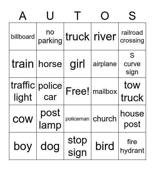 auto bingo Card
