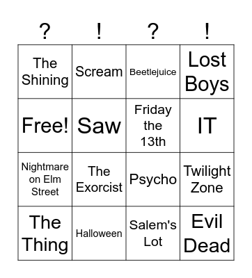 Iconic Horror Movie Themes Bingo Card