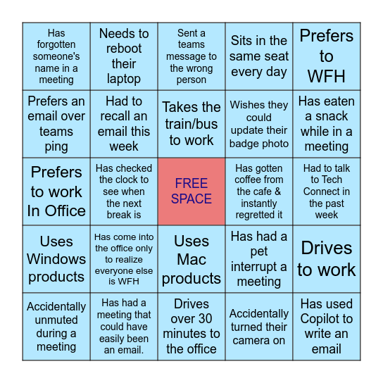 Workplace Bingo Card