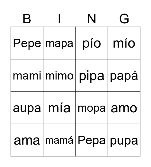 Untitled Bingo Card