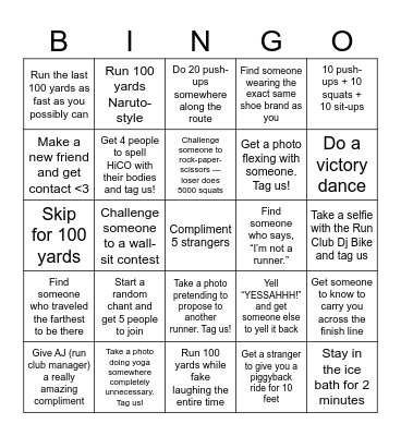 HiCO Run Club Bingo Card