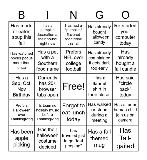 HA/Triage/Engagement Happy Hour Bingo Card