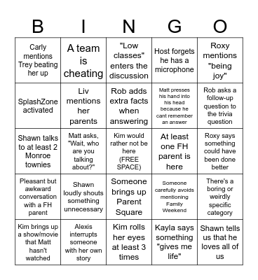 Secret Bingo Card