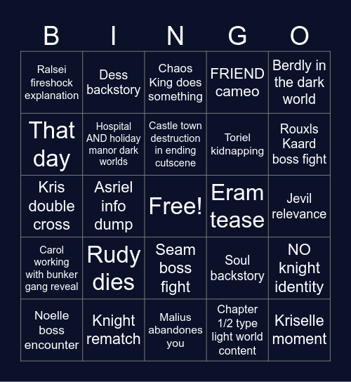 MY deltarune chapter 6 predictions Bingo Card