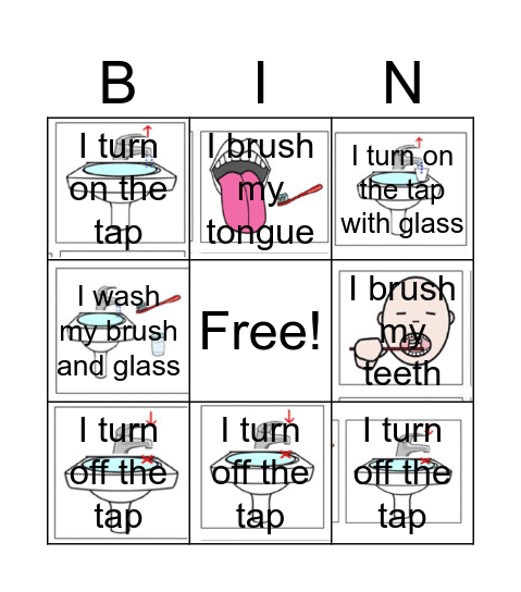 I brush my teeth Bingo Card