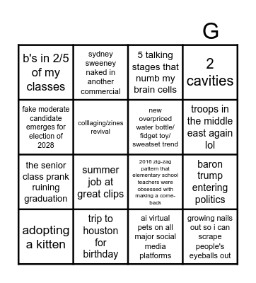 2027 Bingo Card