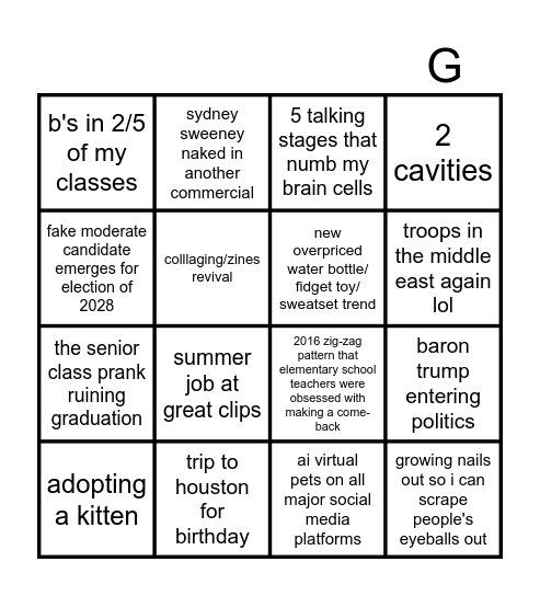 2027 Bingo Card