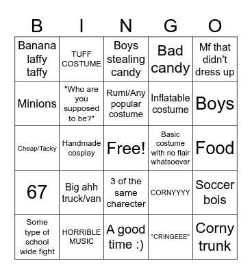 Trunk or treat 2026 bingo card 🤑 Bingo Card