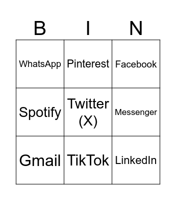 Social Networks Bingo Card