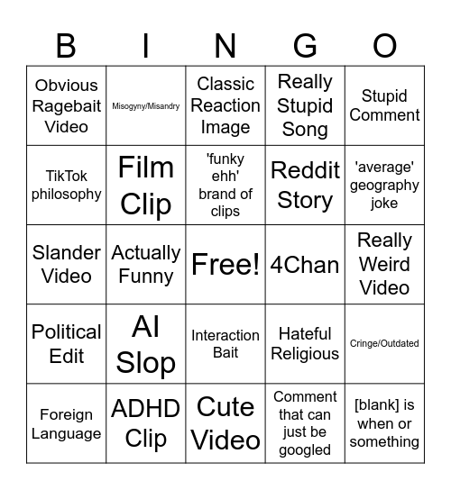 TikTok Bingo Card