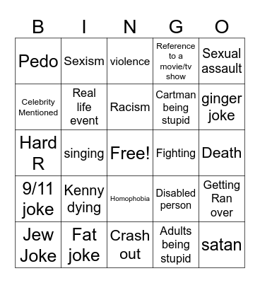 South park bingo Card