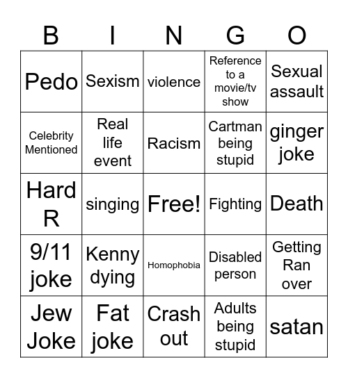 South park bingo Card