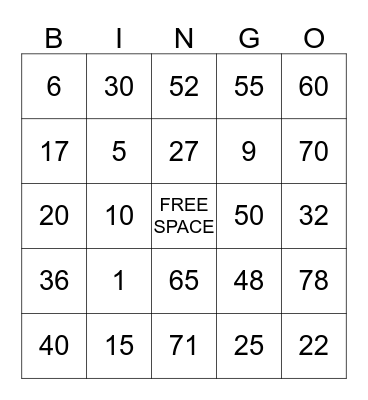 BINGO! Bingo Card