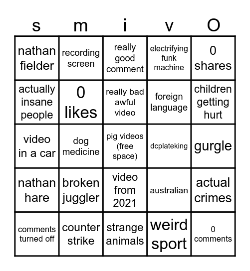 kaimans tiktok fyp bingo Card