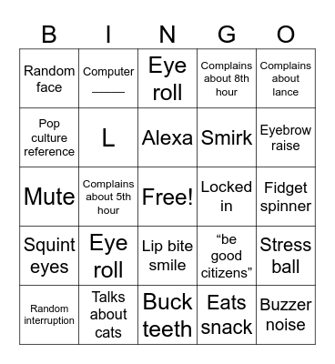 Ms G Bingo Card
